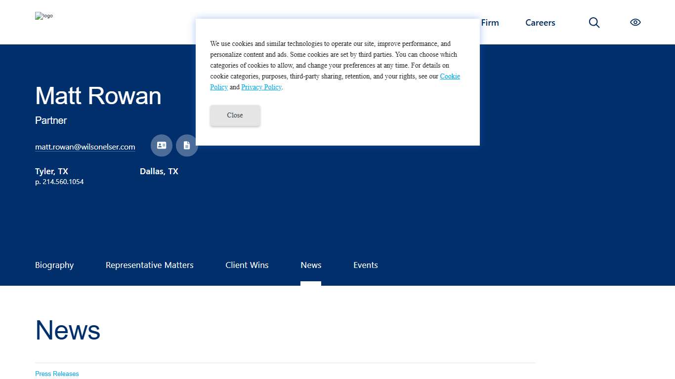News Matt Rowan Wilson Elser